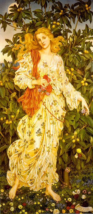 'Flora, the Goddess of Blossoms and Flowers' by Evelyn De Morgan